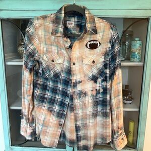 Distressed Football Flannel blue